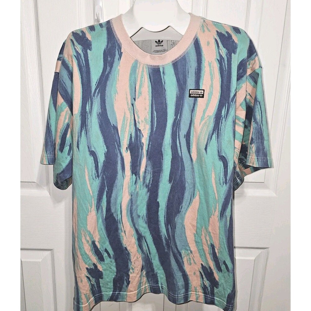 Adidas Cut and Sew Pink / Blue Tie Dye Heavyweight Oversized T-shirt Men’s Sz L